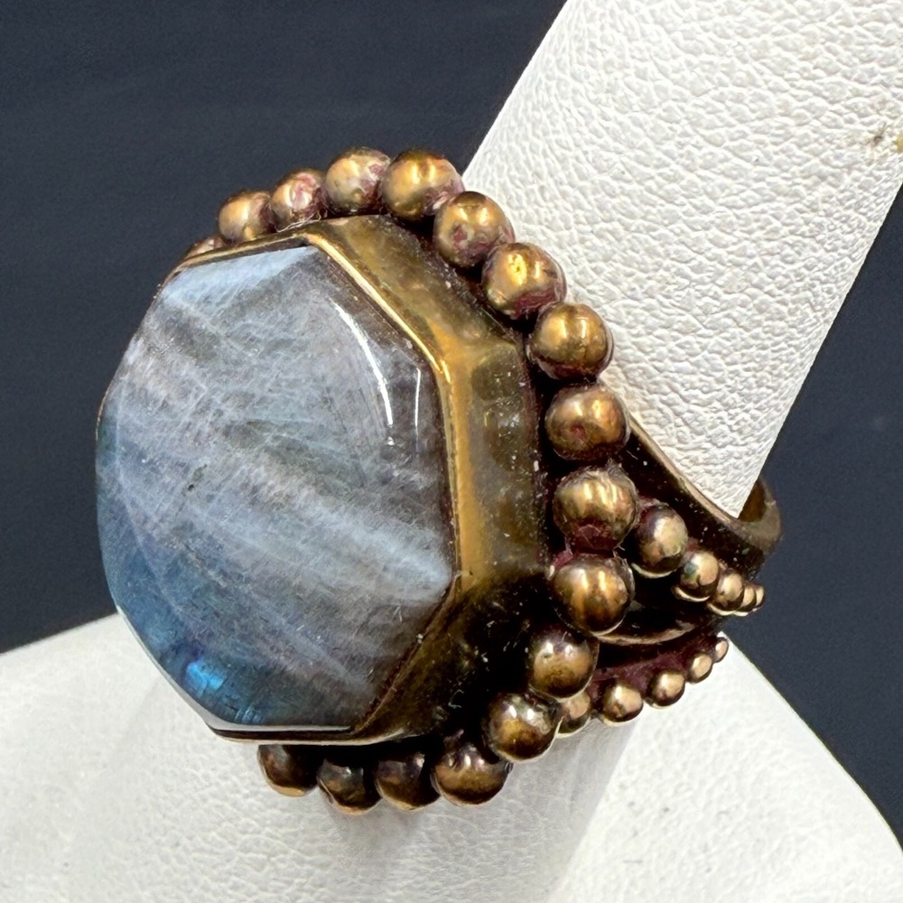 VINTAGE STEPHEN DWECK STERLING SILVER LABRADORITE RING SIZE 6.5 - Picture 2 of 8